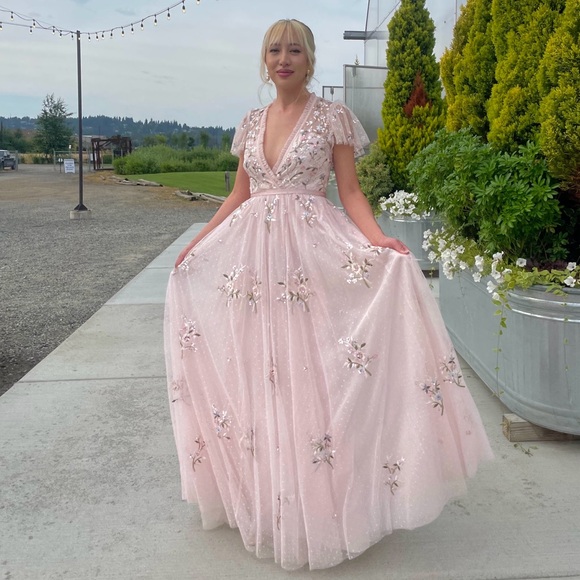 Needle and Thread Blush Pink Cap Sleeve Gown - Picture 4 of 8